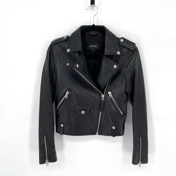 Mackage Jackets & Blazers - Mackage Black Baya Lamb Leather Biker Moto Motorcycle Jacket size XXS